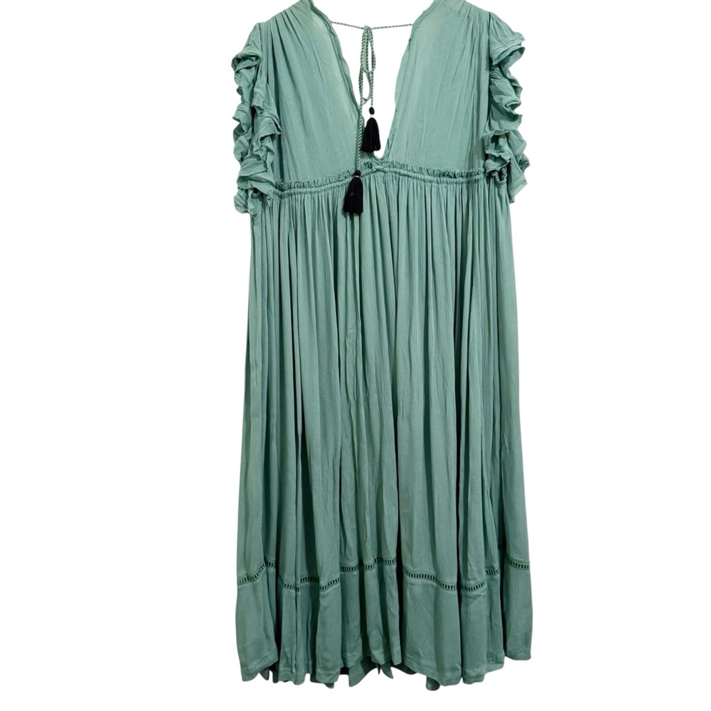 Free People Sage Green Embroidered V-Neck Maxi Dress - Picture 6 of 15